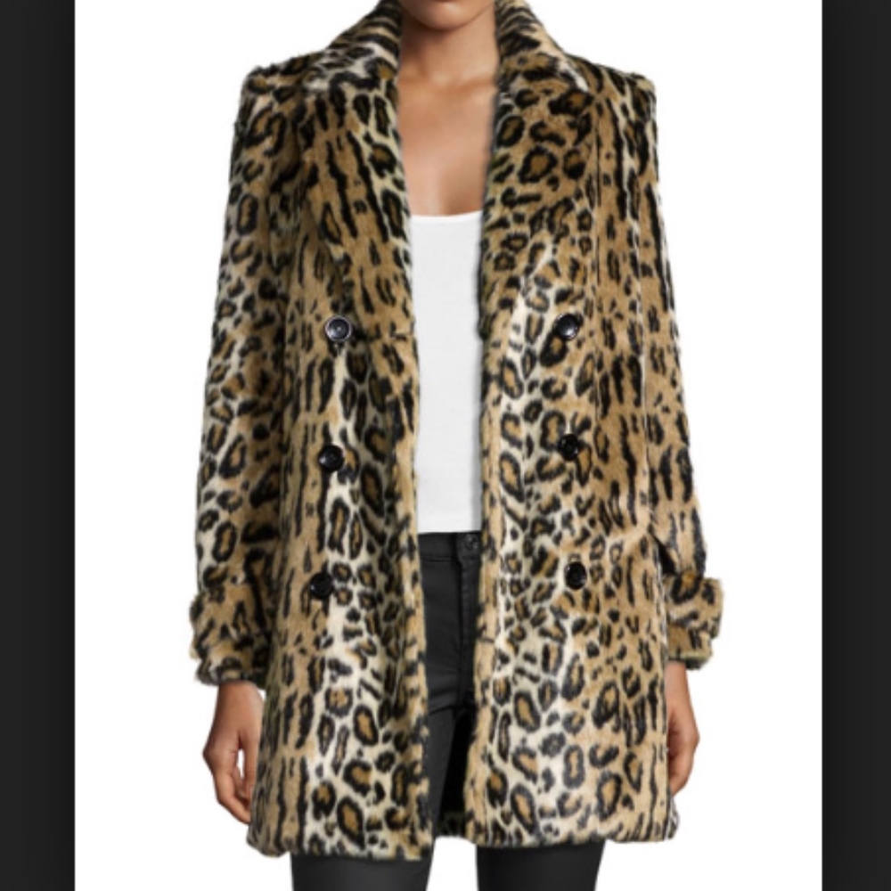 Alice + Olivia Montana Faux Fur Leopard Coat